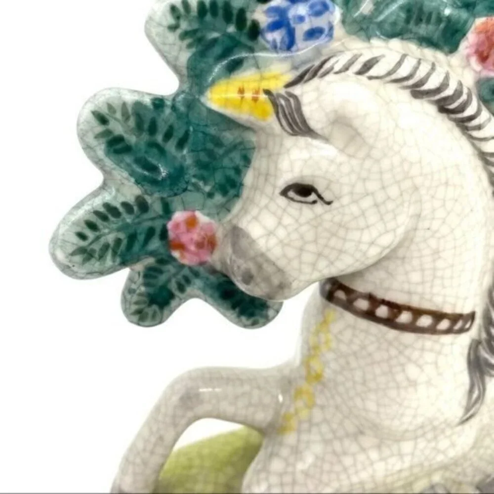 Vintage Staffordshire England Unicorn Horse Figurine Hand Painted